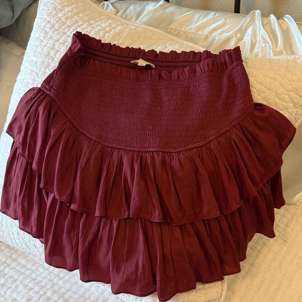 Eesome Burgundy Layered Skater Skirt